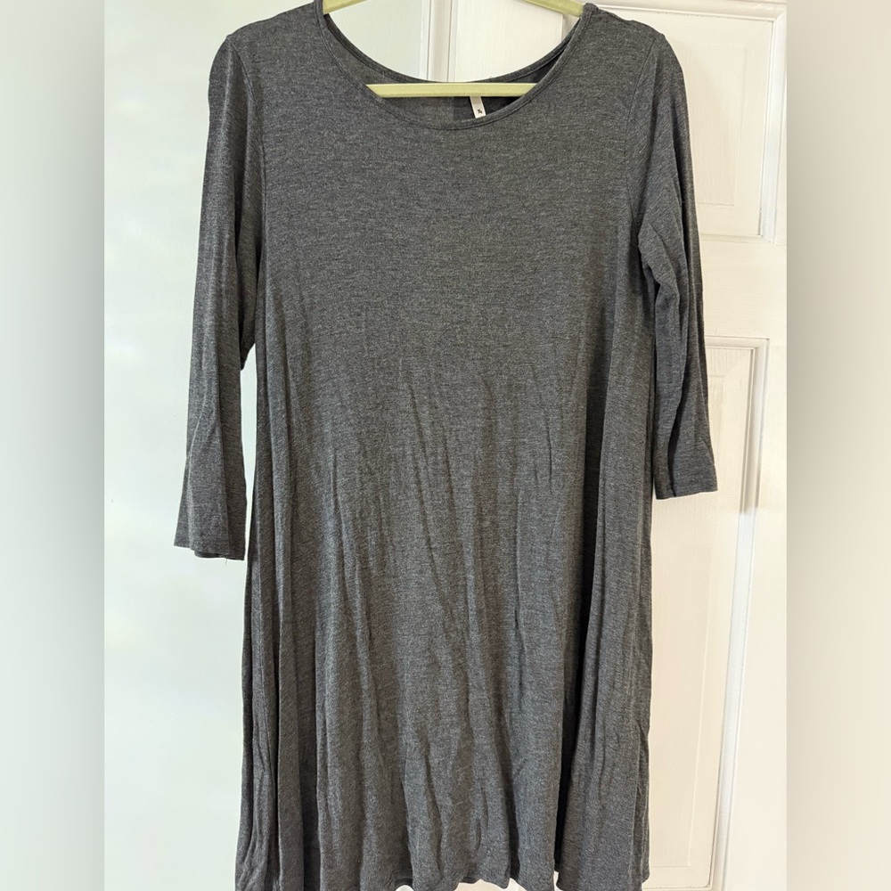 Soft Knit Gray Women's Casual Swing Dress